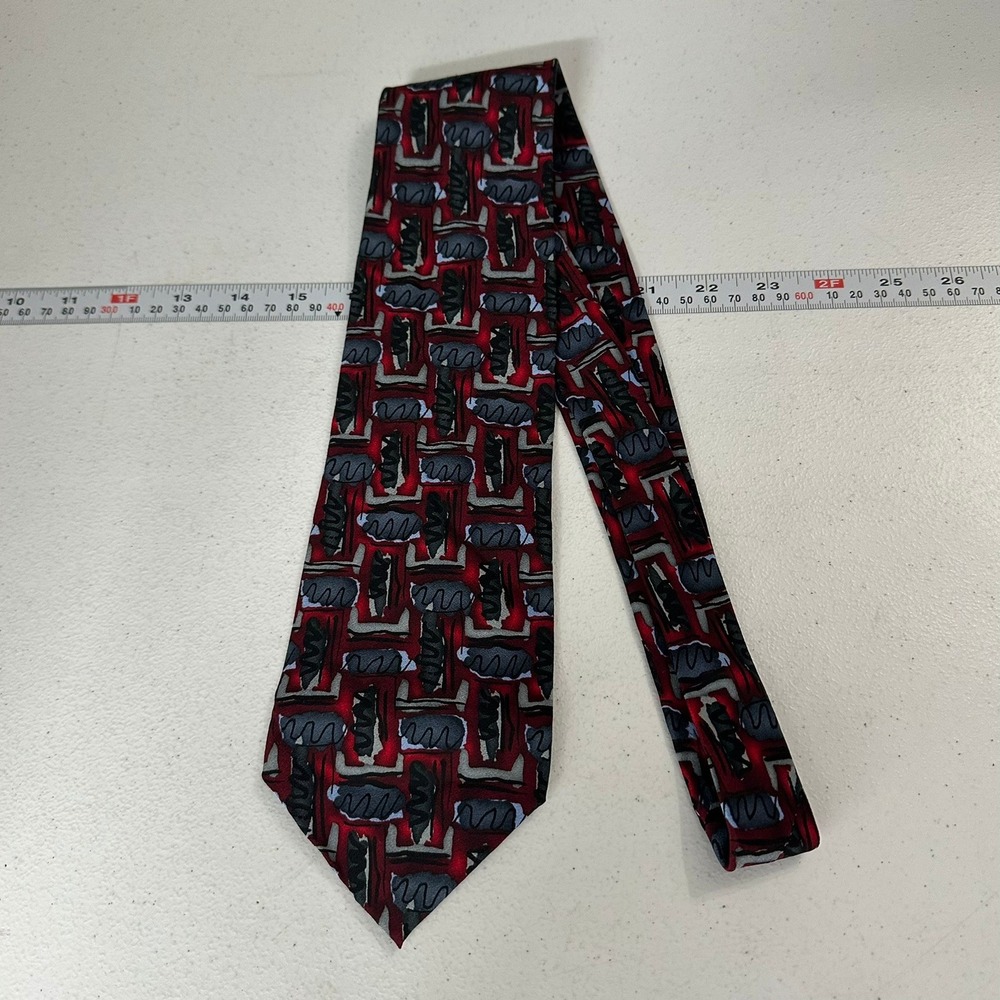 J Garcia Mens 100% Silk Tie Collection 14 Plant Person Red Abstract Vintage 1996